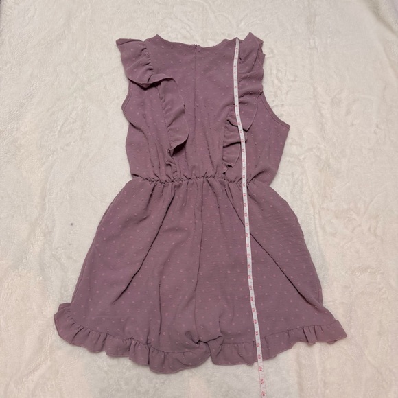 Angashion Mauve Crochet Lace Ruffle Romper XXL Swiss Dot Coquette Cottagecore - Picture 6 of 9